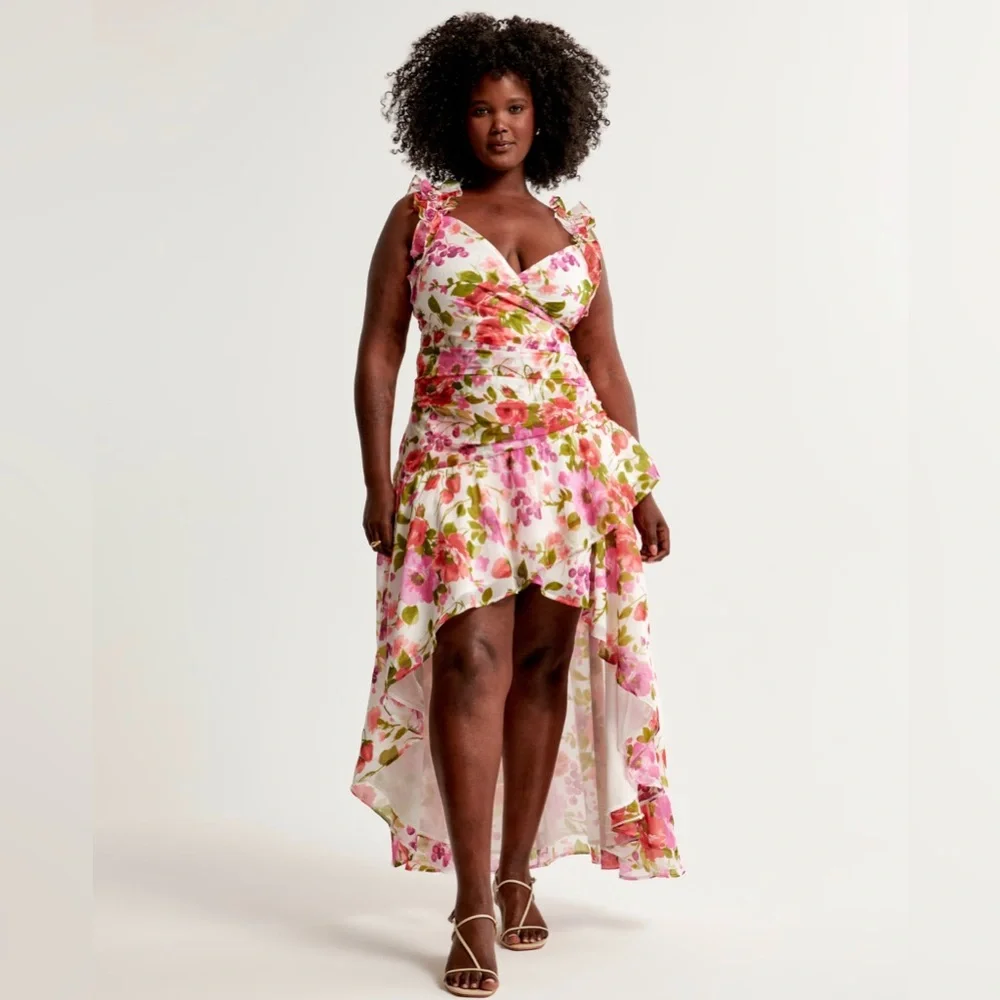 New Abercrombie & Fitch Pink and Green Floral Dress size XL P